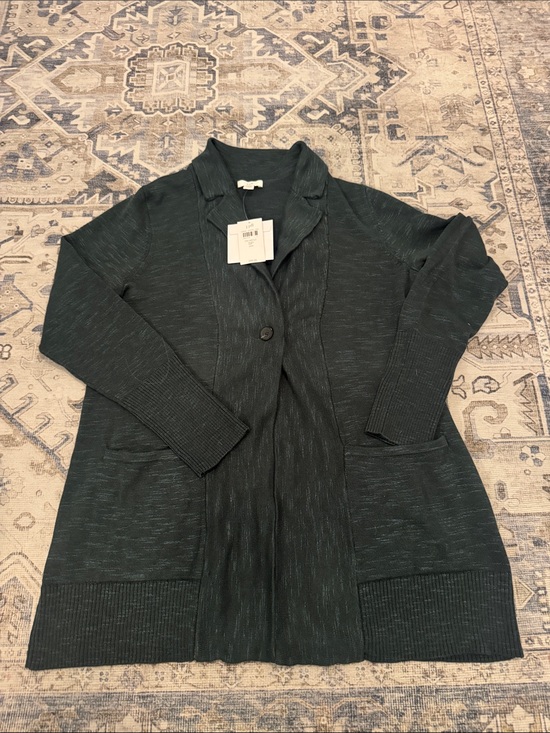 J. Jill Jackets & Blazers - J.Jill NWT Petite Small Deep Green Knit One Button Cardigan Jacket